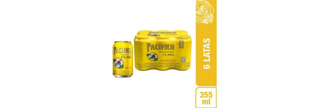 Cerveza Pacífico Clara Six Pack 355ml