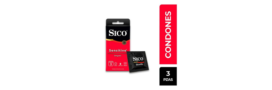 Sico Condones Sensitive Ultra Delgados Lubricados 3 pzas