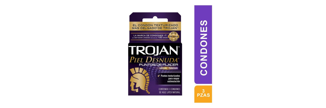Trojan Condones Piel Desnuda Ultra Delgados Lubricados 3 pzas
