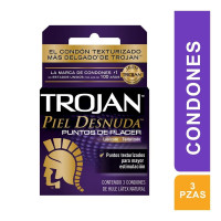 Trojan Condones Piel Desnuda Ultra Delgados Lubricados 3 pzas Trojan Condones Piel Desnuda Ultra Delgados Lubricados 3 pzas