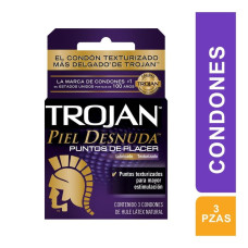 Trojan Condones Piel Desnuda Ultra Delgados Lubricados 3 pzas