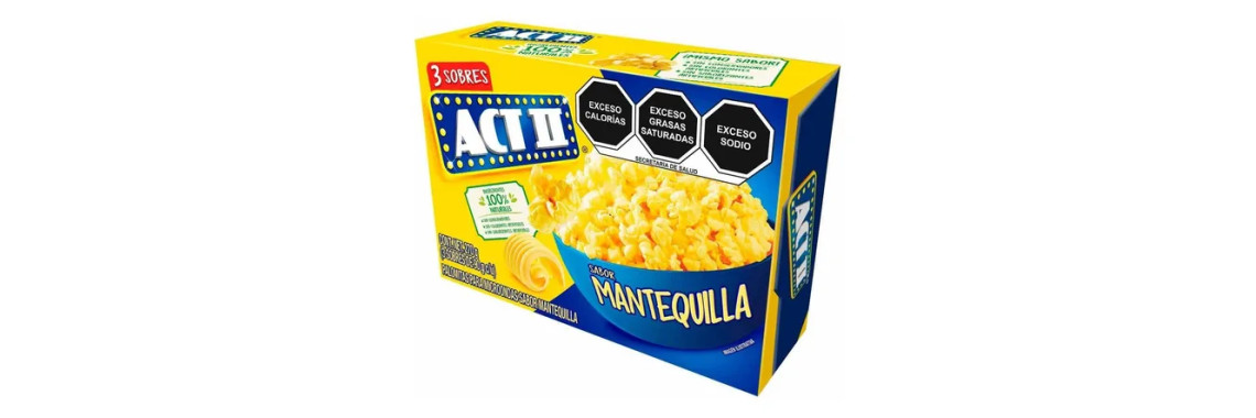 Act II Palomitas de Maíz Sabor Mantequilla Caja 3 Sobres